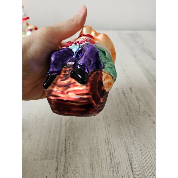 Vintage radko eggbert Humpty Dumpty fairytale ornament glass Xmas log tree - Picture 8 of 9